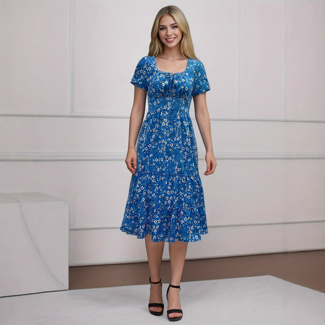 Cecilia Minimalist Women's Floral Pleated Maxi Dress Designer Edit