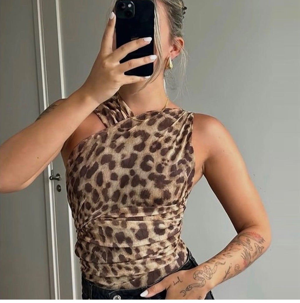 Posey Leopard Print Slant Bodysuit