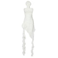 White Net Yarn Floral Ribbon Strapless Dress Blue Chiffon Dress