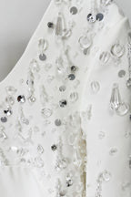 Owenfe White Beaded Diamond Mini Dress