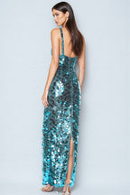 Ellis Sequin Deep V Strapless Maxi Dress