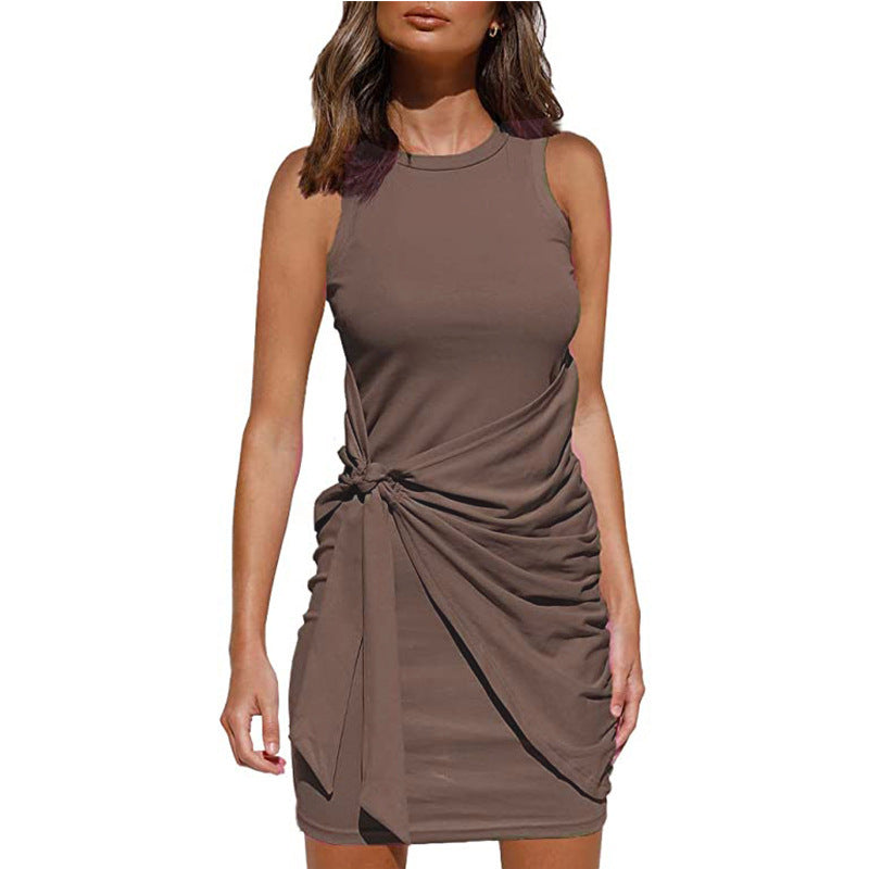 Rosalía Exclusive Women's Sleeveless Twisted Draped Mini Dress Everyday Luxe Edit