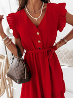 Alethea Cotton Blend Babydoll Dress Amber