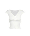 Low-cut Cross V-neck Short Sleeve Top
