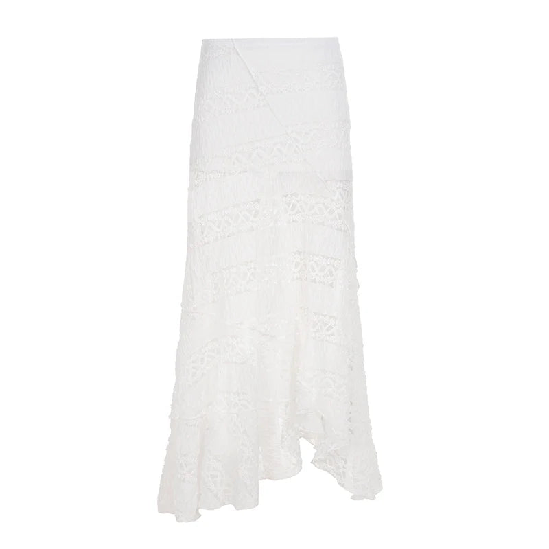 Alianny Eyelet Lace Midi Skirt