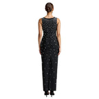 Rhinestone U-Neck Sleeveless Hip Dress