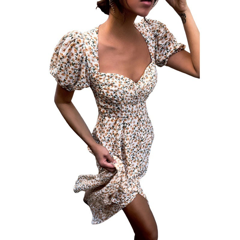 Katia Effortless Women's Floral Shirt Puff Sleeve Midi Dress Everyday Luxe Edit