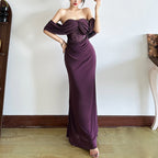 Off - the - shoulder flowing evening dress