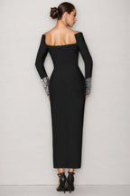 Log Square Diamond Square Neck Maxi Dress