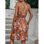 Cosmo Marble Print Satin Slip Midi Dress Chocolate