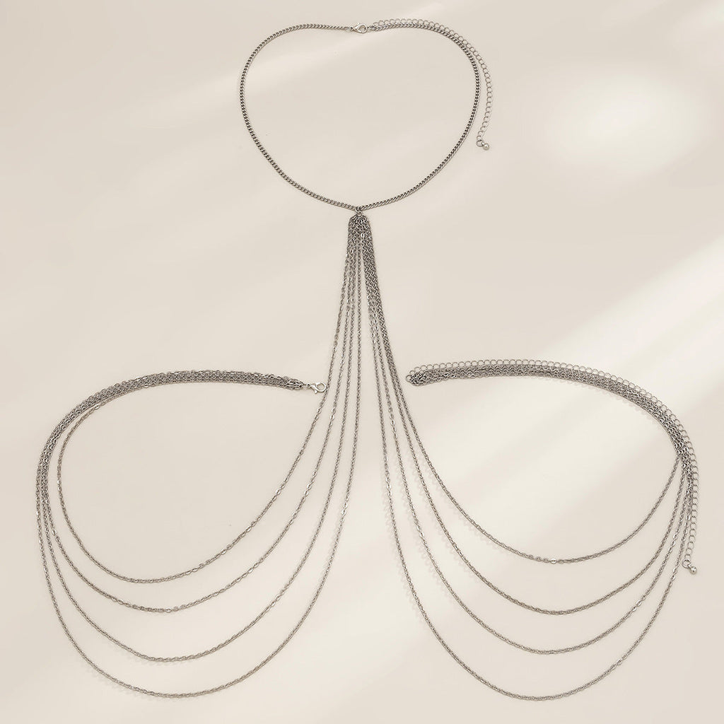 Sexy Minimalist Multi Layer Tassel Chest Body Chain