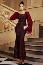 Antony Red V-Neck Sequined Maxi Dress