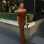 Wear Off Shoulder Backless Sheath Maxi Dress