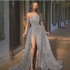 off Shoulder Split Maxi Dress Toast Dress Sequin Sling Evening Dress