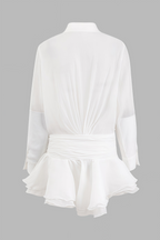 Selric Ruffle Shirt Pleated Mini Dress