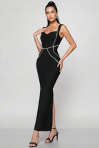 Sarynd Black Rhinestone Maxi Dress
