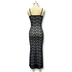 Deep V Lace Halter Back Maxi Dress