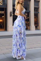 Millie | Floral Ruffle Long Skirt Women's Fashion Chiffon Printed Fairy Style Long Style Evening Dress Coupon