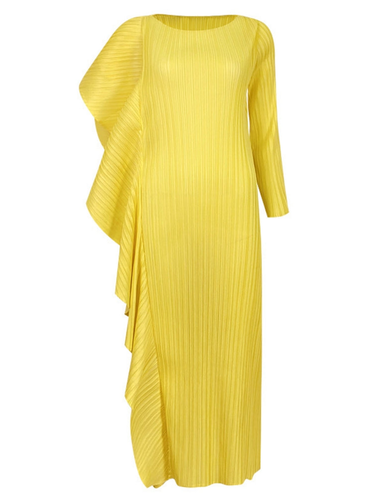 Ladies' High - End Asymmetrical Solid Color Patchwork Dress