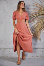 Neoma Cutout Maxi Dress Bright Blush