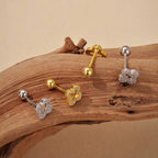 Gold Plated Micro Pavé Clover Stud Earrings