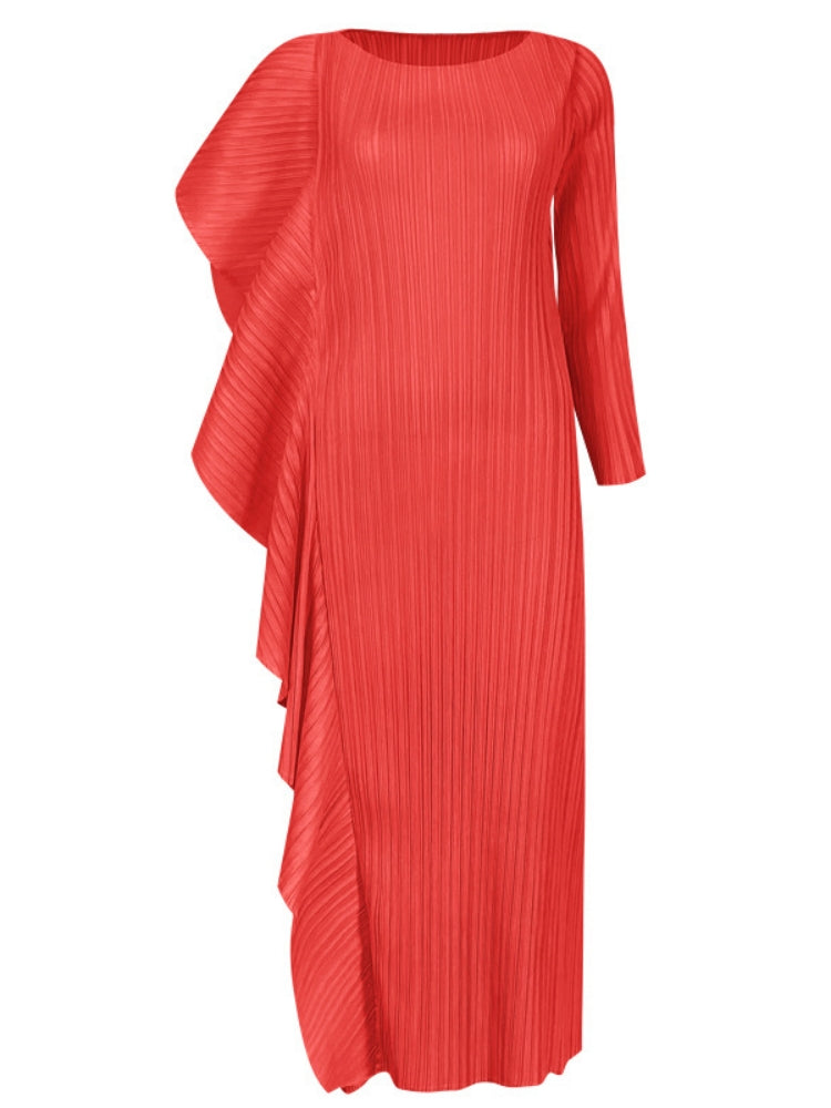 Ladies' High - End Asymmetrical Solid Color Patchwork Dress