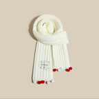 Solid Pompom Knit Scarf