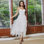 French Tube Top for First Love Boning Corset Dress White Yarn Strap Large Swing Dress Prom Dress