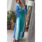 Song of The Vagabond Tie-dye Print Open Front Tassel Duster Cover-up