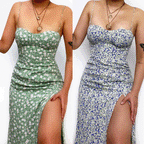 Floral Print Slim Fit Lacing Dress