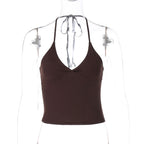 Sehaj Halter Lace-Up Crop Top