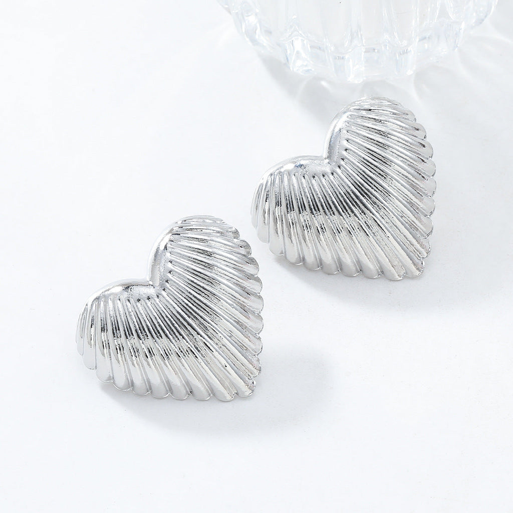 Aurelia - Ribbed Heart Statement Earrings