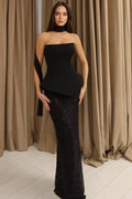 Calyxas Black Top Sequin Maxi Dress Set