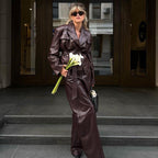 Fashionable Brown Leather Suit Set