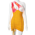 Zulema Chic Women's Asymmetrical Mini Dress with Colorful Gradient and Ruffles Elevated Occasion Wear