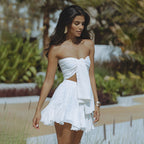 Dolores Chic Women's Bandeau Mini Dress with Playful Cut Out Design Boutique Collection