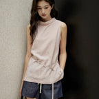 Sleeveless Light Pink Belted Top