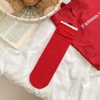 Slouchy Red Combed Cotton Mid Calf Chic Socks