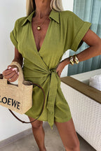 Women's new lace-up street lapel jumpsuit INS casual loose holiday jumpsuit