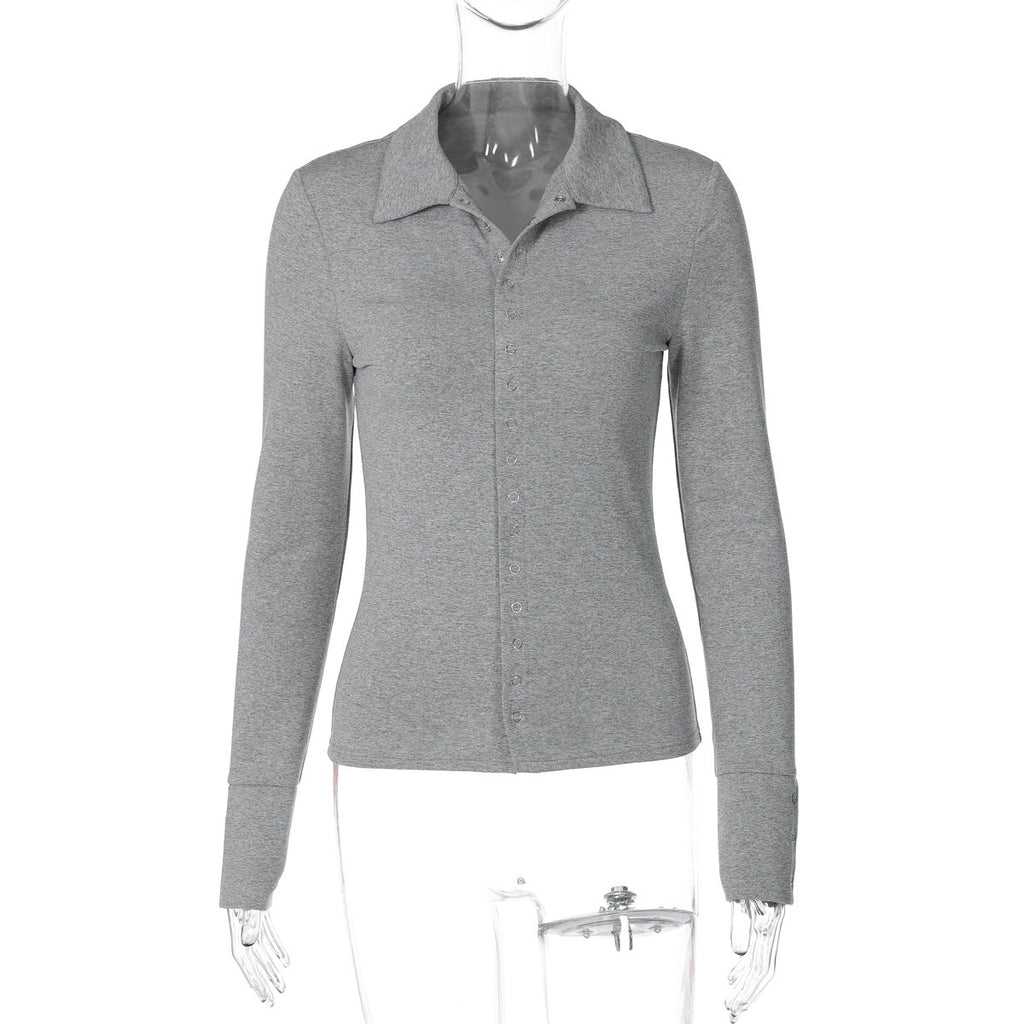 Aniylah Ribbed Collared Button Top