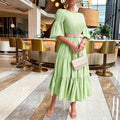 Samantha Puff Sleeve Midi Dress Olive
