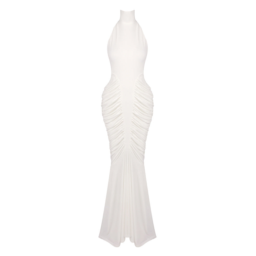 Halter Long Evening Dress Slim Fit Maxi Dress Cocktail Wedding Cocktail Host Battle Gown Annual Meeting Dress