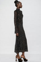 Roisea Long Sleeve Rhinestone Maxi Dress