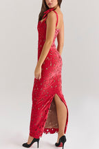 Consonak women's backless slim fit floral long dress