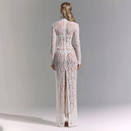 Elegant Luxurious White Lace Maxi Dress