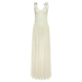 Slim V neck Backless Strap Mesh Dress