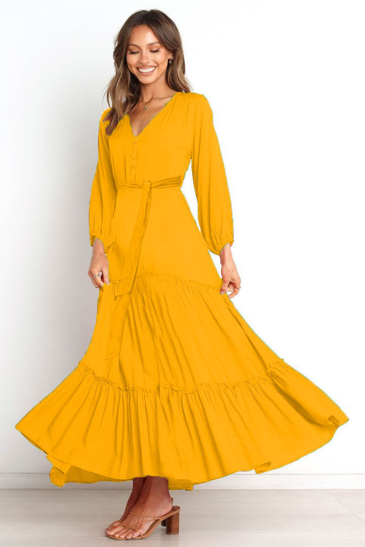 Mira Swiss Dot Embroidered Midi Dress Mustard