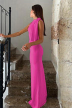 One-shoulder streamer dress