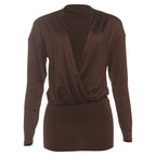 Autumn Winter Women Long Sleeved V neck Fashionable All Match Sexy Sheath Dress