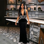 Halter Backless Dress Sleeveless Sheath Dress Party Evening Dress